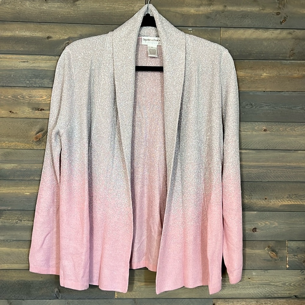 New Draper’s & Damon’s Petites Ombré Shimmer Cardigan Sweater Women’s Size